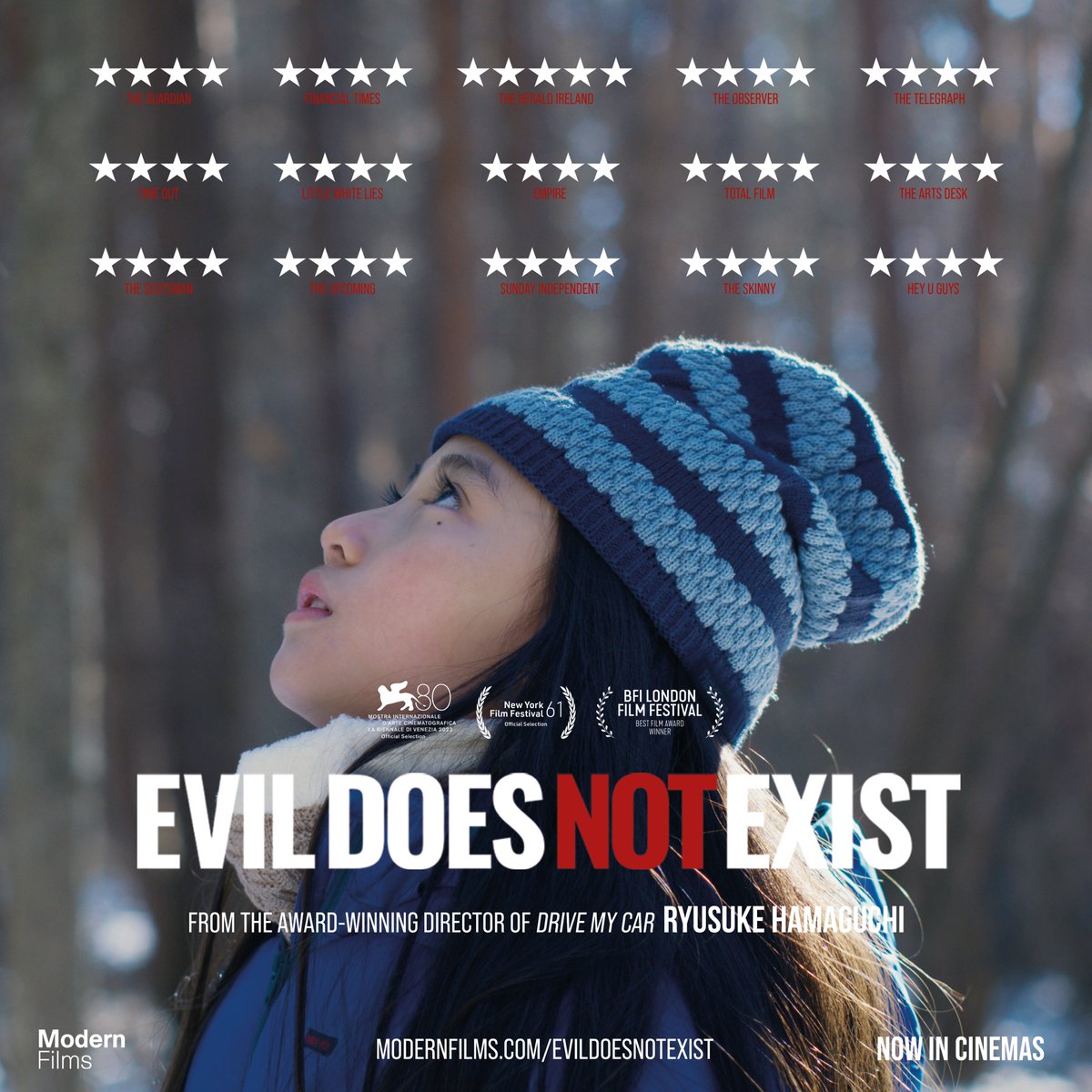 Ryusuke Hamaguchi’s EVIL DOES NOT EXIST continues to screen in cinemas nationwide! Urban ambitions clash with nature in a quiet village near Tokyo in this eco-fable from the Oscar® and BAFTA-winning director of Drive My Car. Find a screening near you: modernfilms.com/evildoesnotexi…