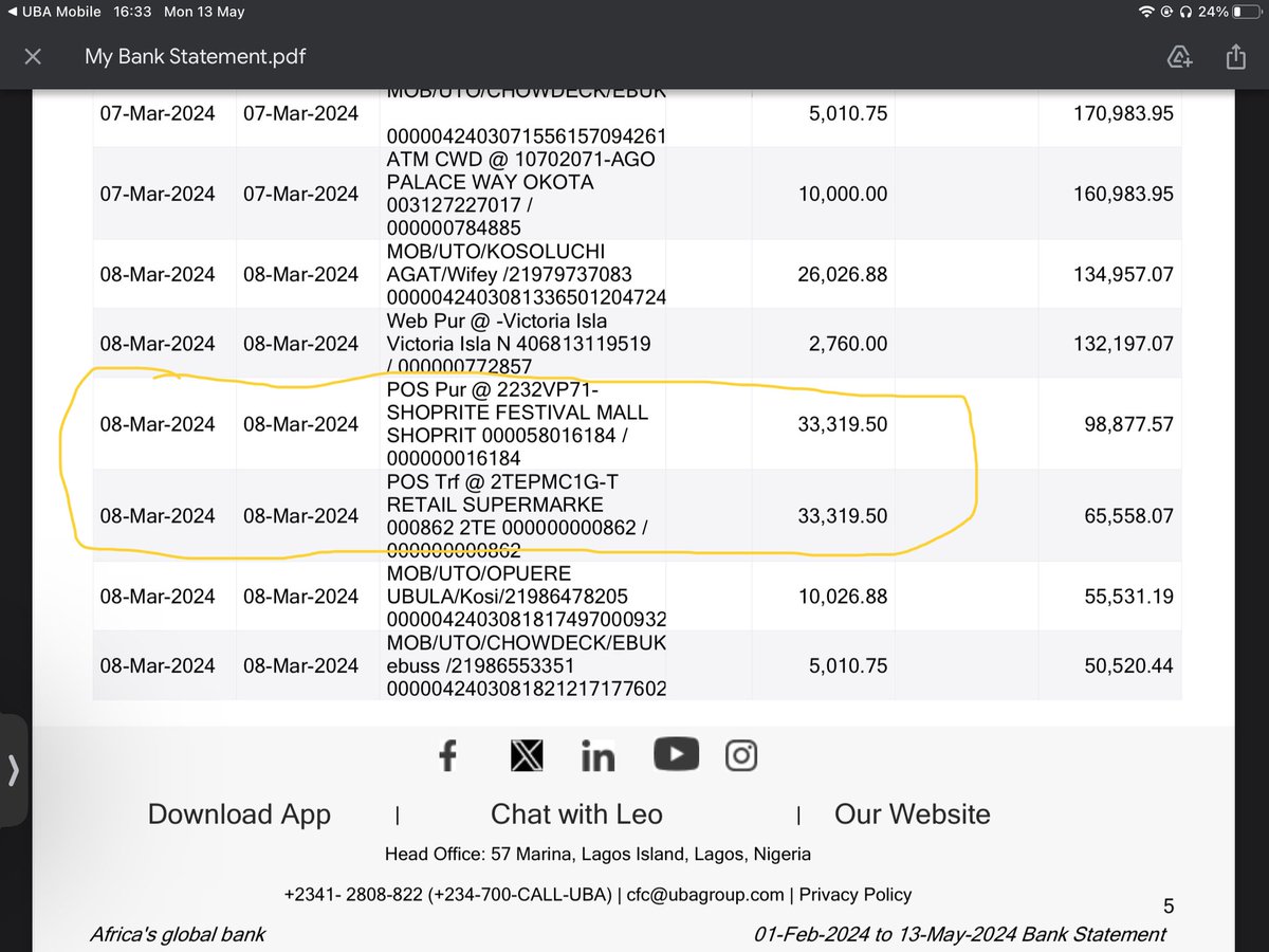 OEbuss's tweet photo. @cenbank pls I’d like for the needful to be done and that @UBAGroup @UBACares pay me back my money as I am a civil servant and that money is important to me. Attached is the transaction highlighted from my bank statement. I hope to get a positive response pls ASAP https://t.co/CxNtOXaLsl