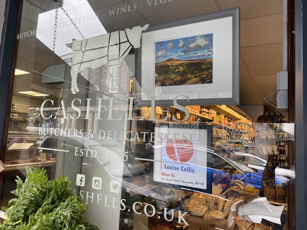 Thanks so much to Cashells of Crickhowell (again) for letting me dismantle your window and hang my new Sugarloaf print ready for the Crickhowell Open Studios. I’m Venue 16 in Abergavenny 25-27 May & looking forward to it. @Cashellsbutcher @orielcric