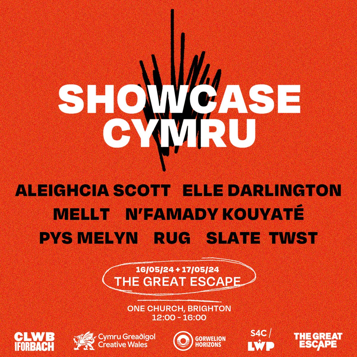 We've teamed up with @horizonscymru, @lwps4c and @cymrugreadigol to bring Showcase Cymru to @greatescapefest - highlighting the diversity and wealth of talent coming out of Wales 🏴󠁧󠁢󠁷󠁬󠁳󠁿 Showcase Cymru Takes place across two days at One Church, Brighton.