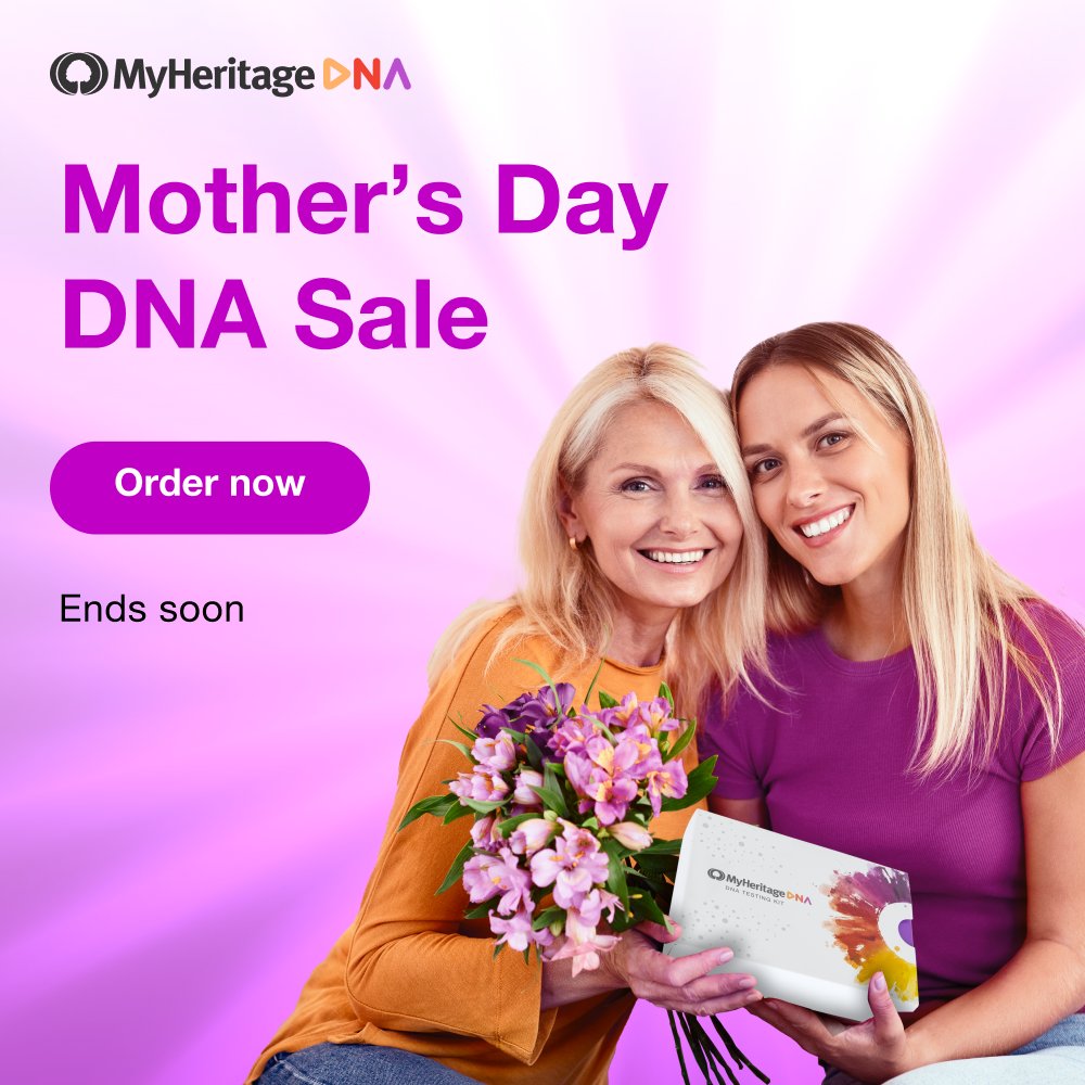 🚨 Last chance to grab this amazing deal! Our Mother's Day DNA Kit Sale ends tomorrow. Show mom some love with the gift of discovery. Shop at myheritage.com/dna. #LastMinuteGifts #MothersDay