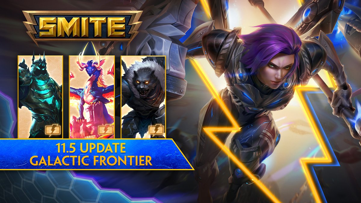 Tomorrow is the release of the 11.5 Galactic Frontier Update for SMITE! If you missed out on the Update Show, you can catch up with the Patch Notes on our website! Give em a look before the Update goes live! 🚀smitegame.com/news/galactic-…