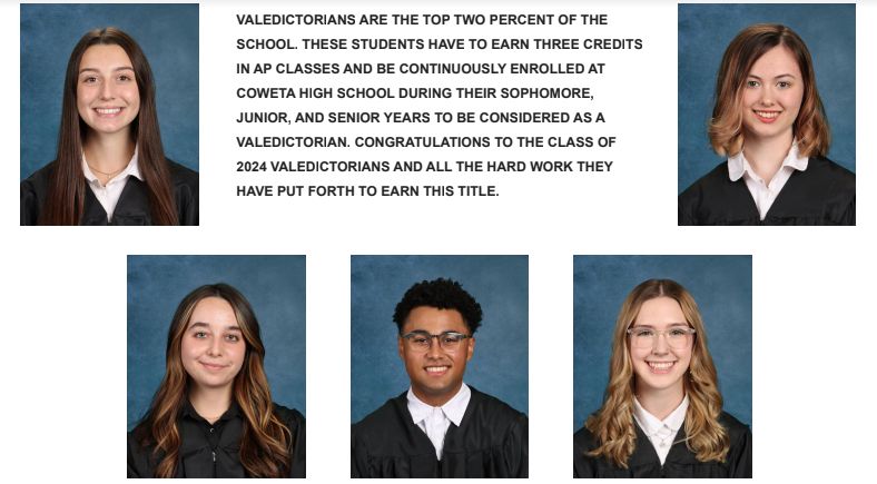 CowetaPS's tweet photo. Just one more week until the Graduation of the Class of 2024! A big congratulations to the Validictorians and Salutatarians! https://t.co/49KCasZXUL