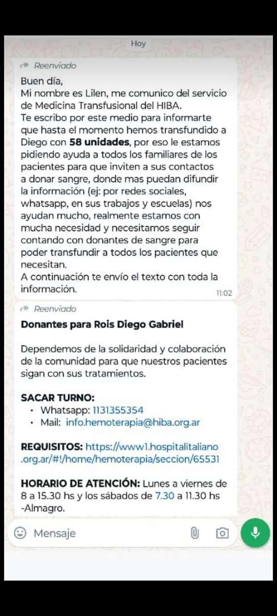 🚨🚨 Se necesitan dadores de sangre para Diego Rois de Rawson.

Presentarse en el Hospital Italiano de Buenos Aires.

Copate. Dona. Compartí. Ayuda!

<a href="/faapura/">Fabian Puratich</a> <a href="/BritapajaLucas/">Lucas Ramiro Britapaja 🌋</a> <a href="/FedePuratich/">Fede</a> <a href="/VenenoYPizza/">Mariano</a> <a href="/Elena_Rubilar/">💚 Elena Rubilar 🇮🇩</a> RT