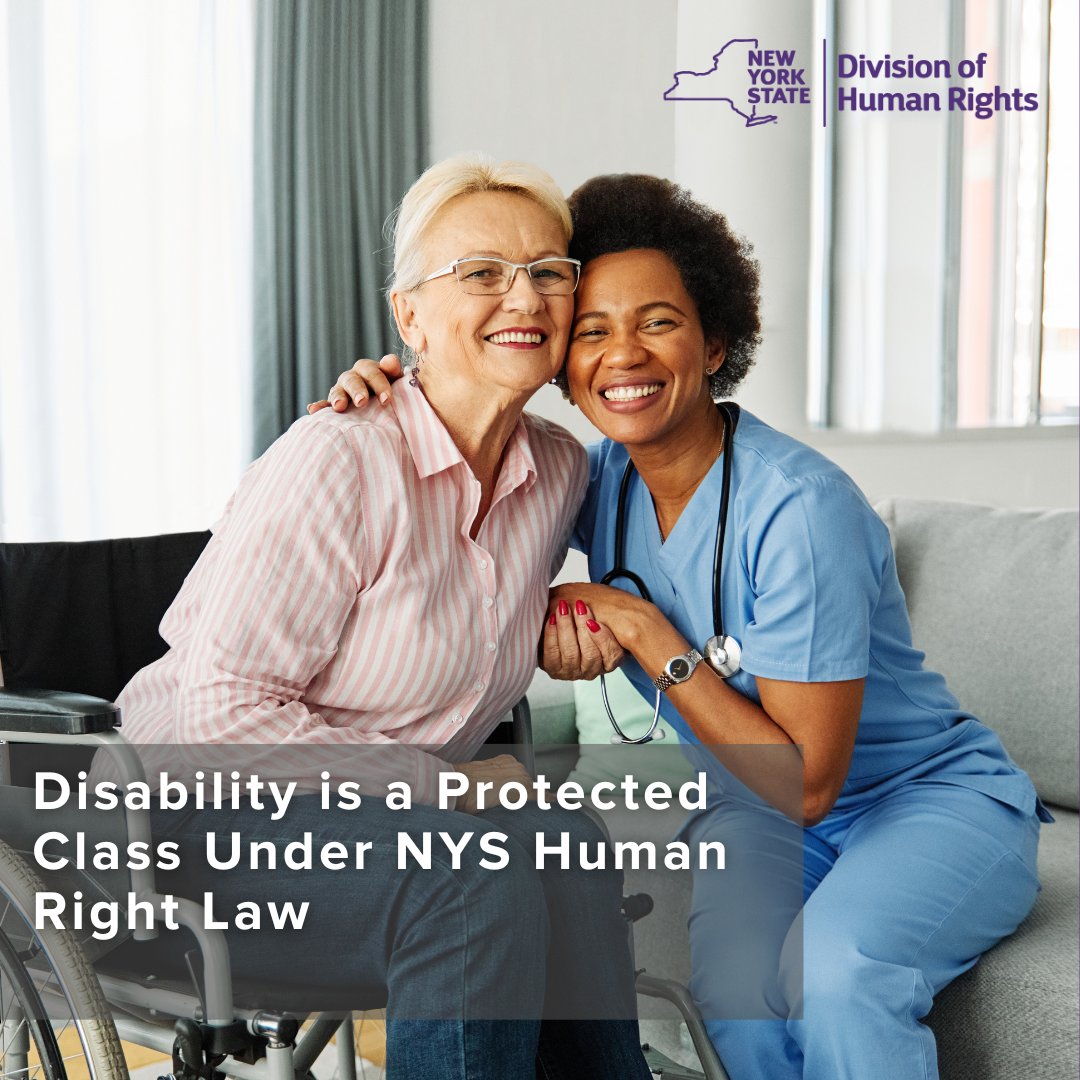 In NYS, it's unlawful to discriminate in employment, education, and purchasing or renting a home based on disability. If you feel you've experienced disability discrimination, call our toll-free hotline at 1-888-392-3644.