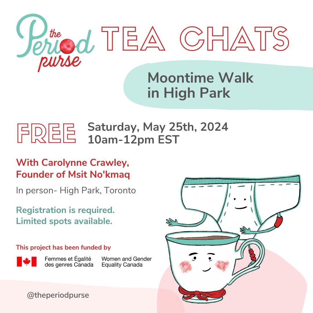 🗓 Saturday, May 25
⏰ 10am-12pm EST

Join us for a walk in High Park, Toronto alongside Carolynne Crawley, founder of Msit No'kmaq is Mi'kmaw, Black and Irish.

Registration is required - visit tiny.cc/moontimewalk for more info about the event and how to register 😊