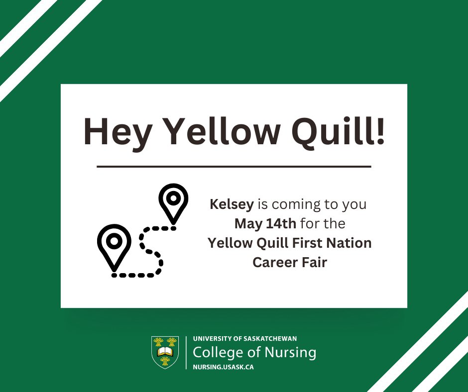 Are you in the Yellow Quill First Nation area tomorrow?

Stop by the Yellow Quill First Nation Career Fair to talk to Kelsey all about #USaskNursing

Not in the Yellow Quill area? Learn about #USask #Nursing today at nursing.usask.ca