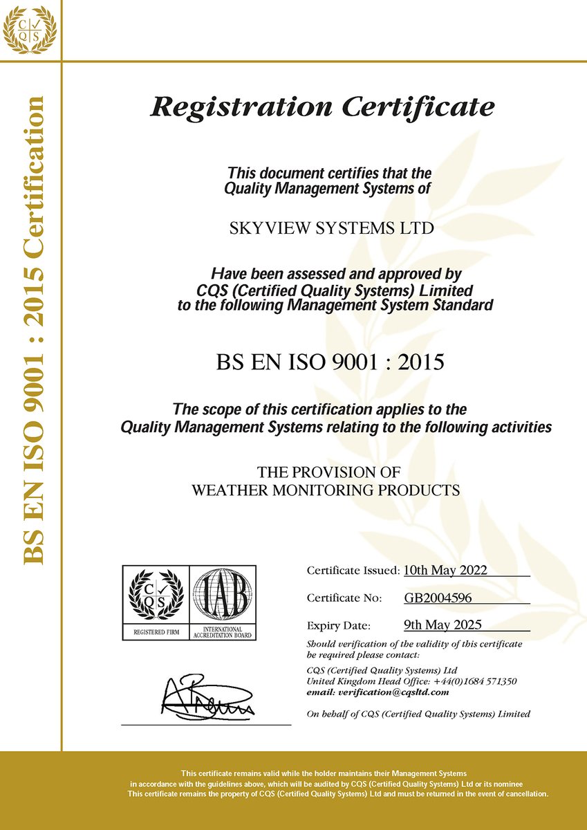 Thrilled to report another Grade 1 pass for our ISO 9001: 2015 #QualityManagementSystem 👏 Proud to demonstrate continuous improvement in providing #weathermonitoring products and services of the highest standard 🙌 Keep up the good work team 🎉#ISO #ISO9001 #QMS #weatherdata