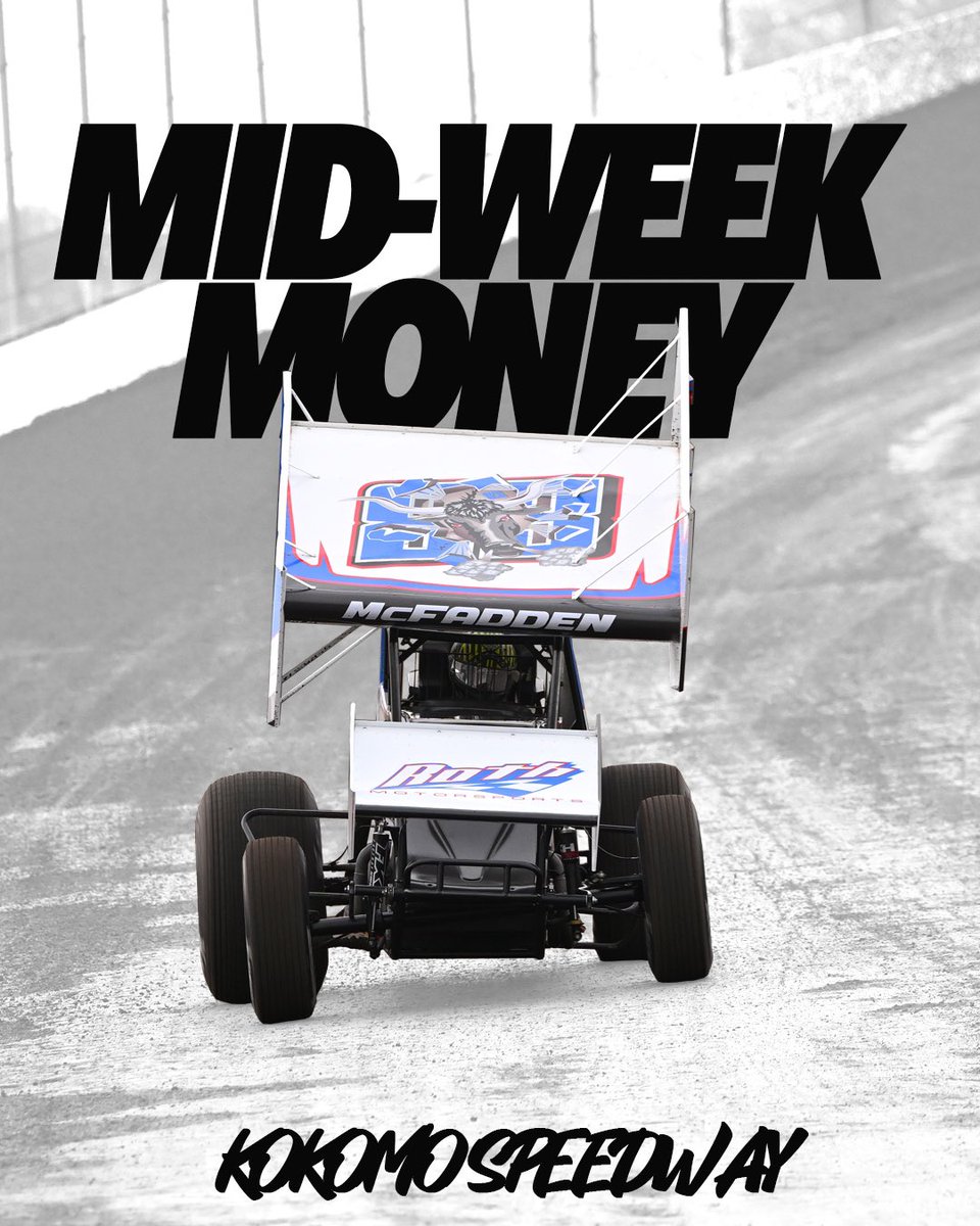 Mid Week Money…on a Monday! We’re excited for this one. @JamesMcFadden25 will be in action with the @HighLimitRacing Series TONIGHT at @kokomospeedway! Catch it all on @FloRacing! ✍🏻 @Petersen_Media