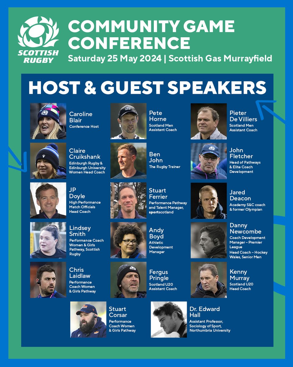 A star-studded list of speakers 🤩 Join the 250+ coaches, match officials and volunteers that have already signed up to attend the conference. Registration via SCRUMS: bit.ly/3L3pb1m