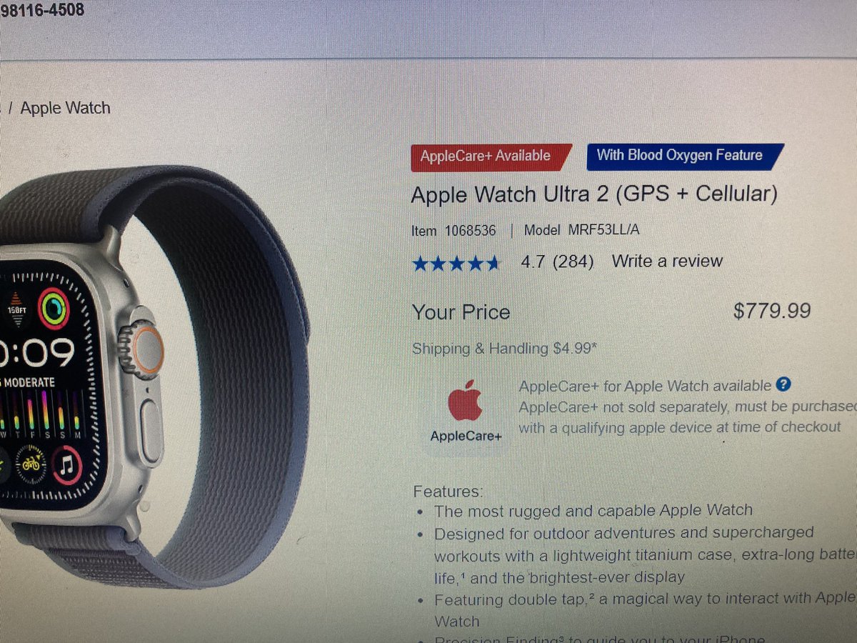 areacode_503's tweet photo. Hi @Apple 
I noticed on the Costco website that the Apple Watch Ultra 2 is advertised as “with blood oxygen feature”

Can you please confirm if this feature is once again active on the Apple Watch ⌚️#Apple 

Thank you https://t.co/TkJo0v1Tdl