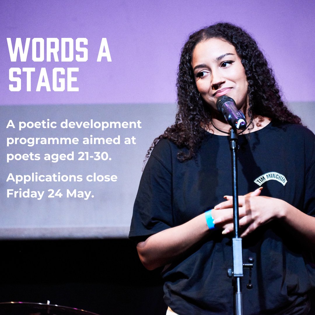 Calling all emerging poets aged 21-30, applications for Word's A Stage are open! Through a residential hosted by @arvonfoundation plus online sessions you'll work to develop a strong 15-minute set. Applications close 5pm, Fri 24 May Discover more here: bit.ly/4acVe9p