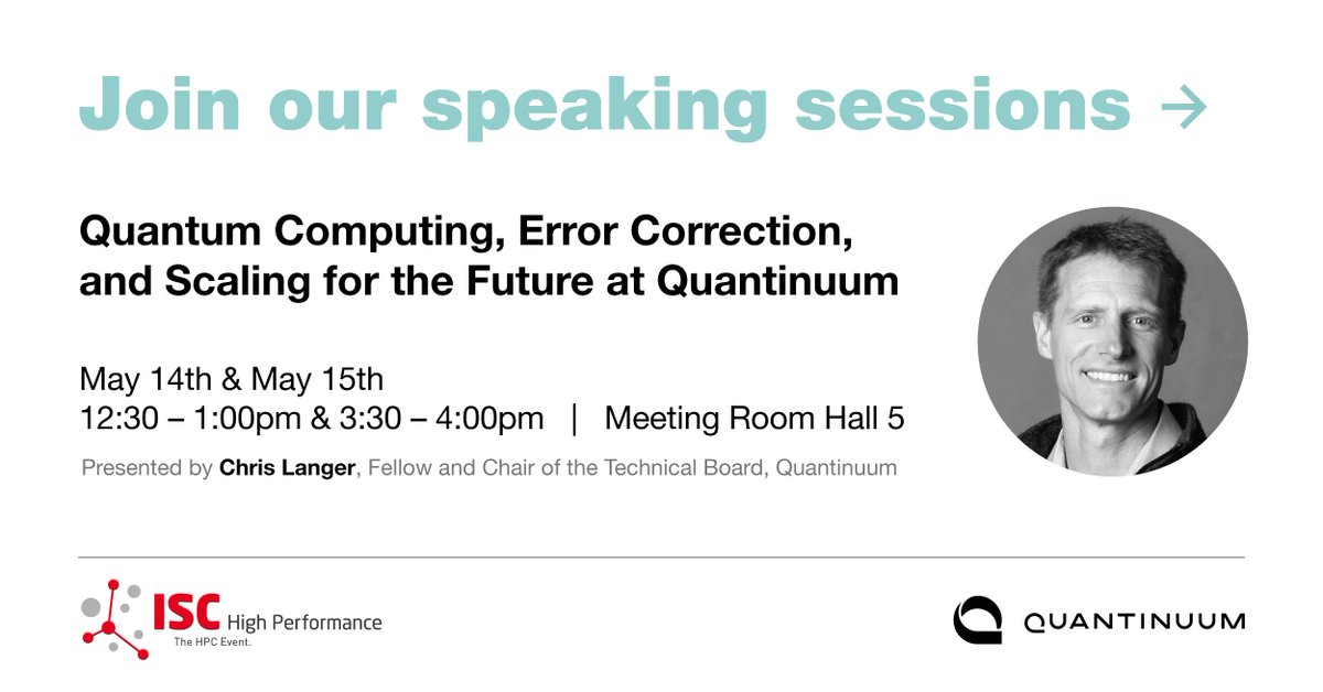 Spend your lunch or coffee break with us at #ISC24!

Learn more about the promise of trapped ion #quantum computers for computational savings with Chris Langer, as he dives into our unique #QCCD architecture and recent technological advancements.

🔗quantinuum.com/news/join-quan…