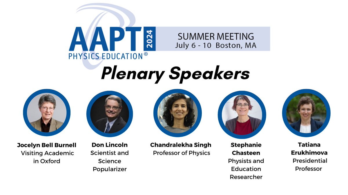 Check out the lineup of exceptional plenary speakers we have for #AAPTSM24! Visit ➡ ow.ly/WJxU50R8Xr9 #AAPTConference #AAPTMeeting #PhysicsEducation #PhysicsTeachers