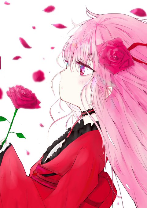 「hair ornament red rose」 illustration images(Latest)