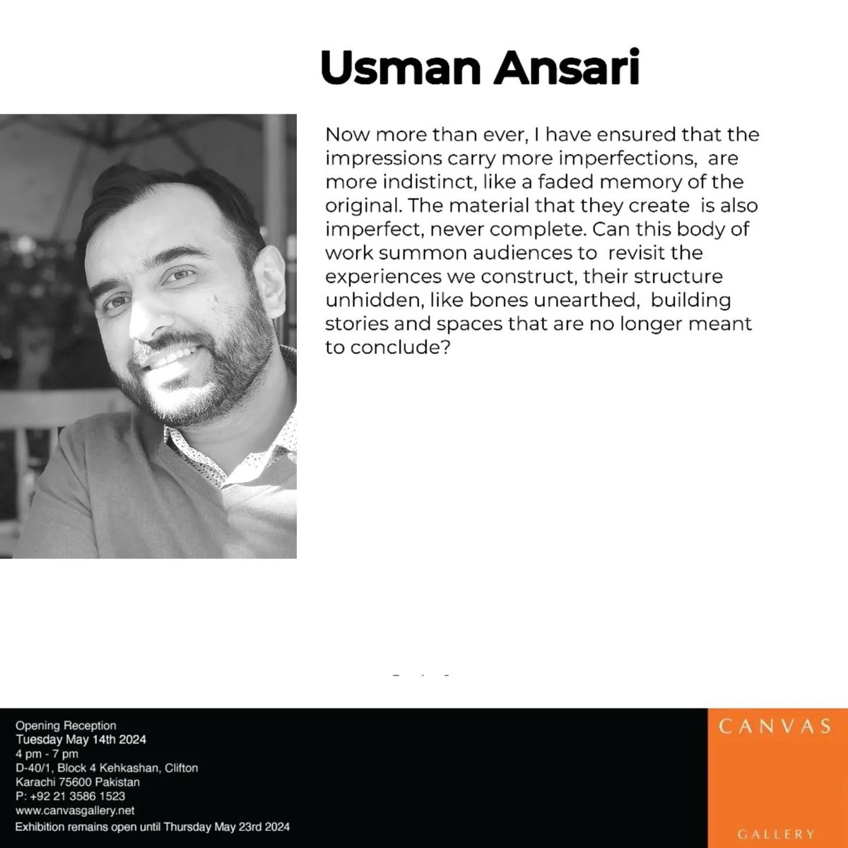 "Building Materials" comprise of regular building  materials like  concrete , jute , steel, terracotta, wood amongst others .

With diverse educational backgrounds, Haider Ali Naqvi and Usman Ansari are based in Karachi, Niamat Nigar in Lahore and Noor Ali Chagani in England.