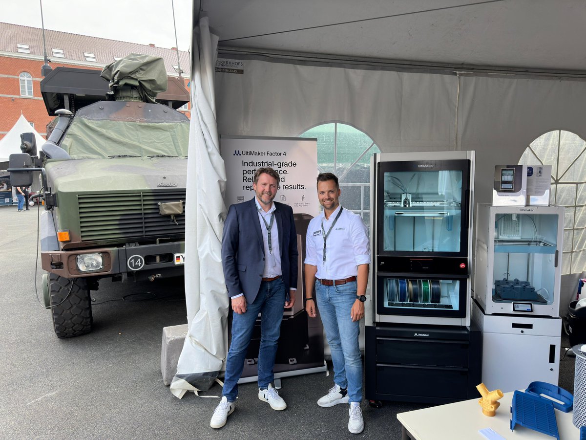 Our team is at #AMVillage2024 this week, 13-17 May in Belgium. We're showcasing the new Factor 4, S7, and several applications with PET CF and PPS CF materials, and discussing how UltiMaker solutions can support #military application needs. Thanks to our partner @3yourmind