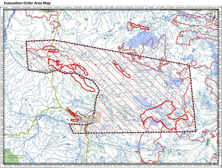 UPDATE: the Northern Rockies Regional Municipality & the Fort Nelson First Nation has UPGRADED an Evacuation Alert to an #Evacuation Order for the #FortNelson area due to #BCWildfire. Impacted residents must leave now. More info: ow.ly/sRjz50REzg1 #BCHwy97 #BCHwy77