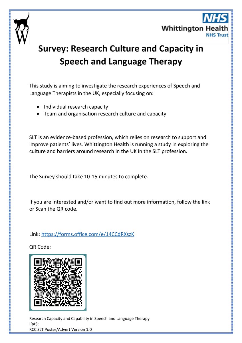 OfficialCAHPR's tweet photo. SURVEY:

Research Culture and Capacity in Speech and Language Therapy:

https://t.co/zBPWh41ROa https://t.co/33VczPQIeI