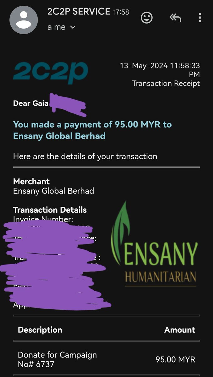 GLTRT27's tweet photo. @ARMY4Palestine @munigaza I donated 20USD/95MYR, thank you for your hard work 💜 https://t.co/qjmhkZKocw
