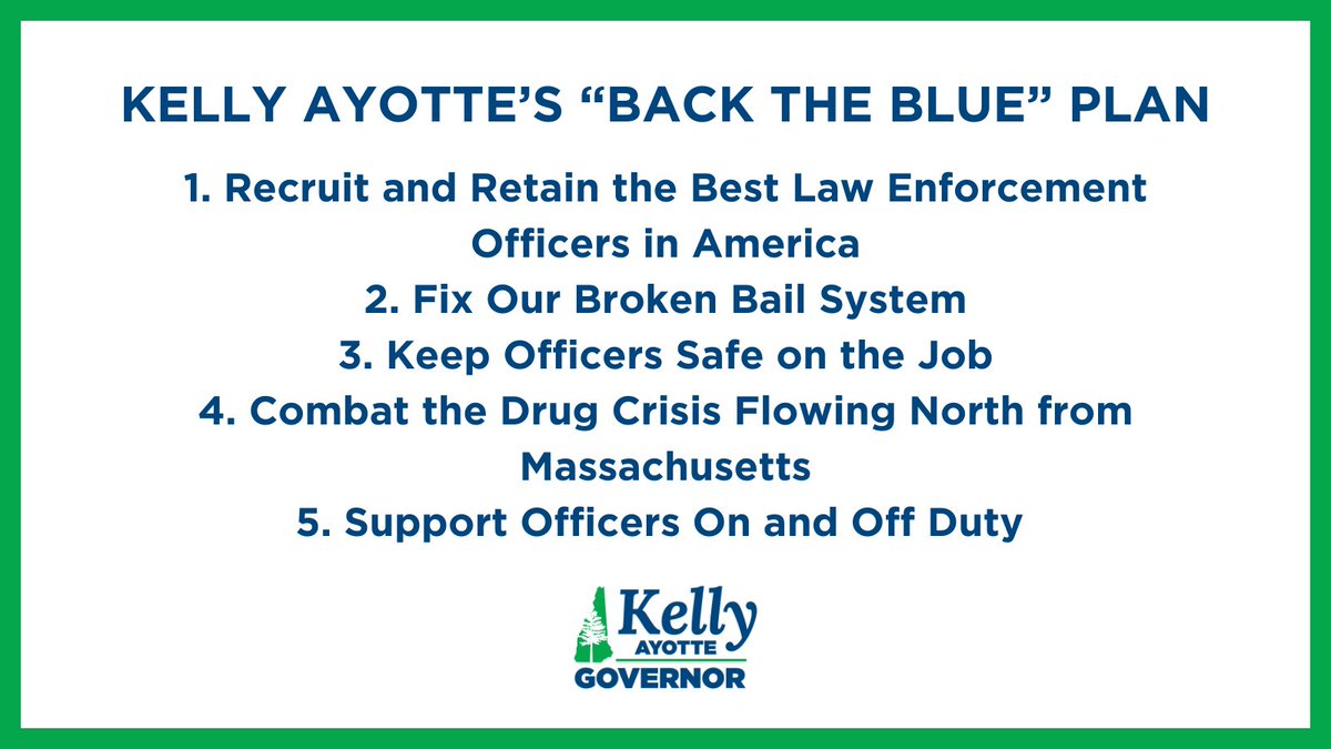 Proud to announce my Back the Blue plan in honor of #NationalPoliceWeek.

Our law enforcement officers must have the resources and the backing to do their jobs safely.

As Governor, I’ll deliver. #nhpolitics #nhgov