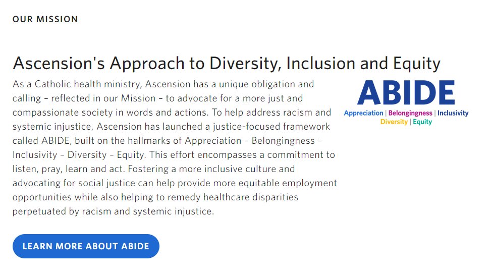 From the @Ascensionorg website--landing page, FIRST paragraph. Maybe focus more on cyber security than leftist virtue signaling?? 🤔