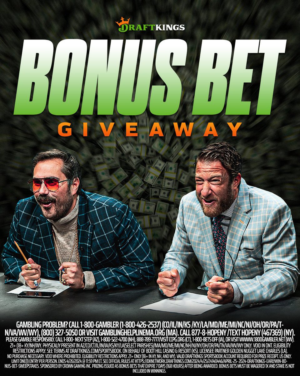 🚨BONUS BET GIVEAWAY🚨

@DraftKings is giving away ten $100 free bets to celebrate their Early Win promotion 

How to enter?
1. Follow @DkSportsbook and @StoolGambling

2. Retweet this tweet 

3. Respond with #EarlyWin 

dknetwork.draftkings.com/fantasy-advice…