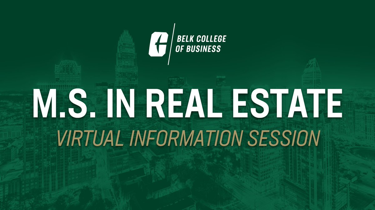 Join us TOMORROW from 5:30-6:30 p.m. to learn how our Master of Science in Real Estate (MSRE) can prepare you to analyze, evaluate and execute complex real estate investment and development transactions. belkcollege.info/3JMELhs