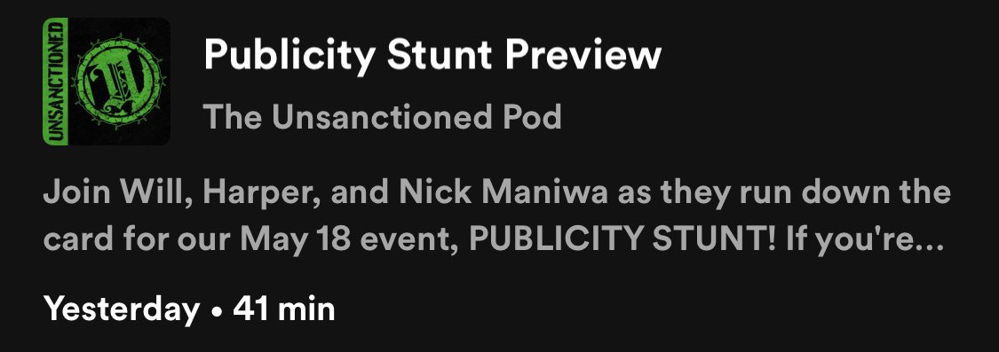 *NEW PODCAST* #UPStunt preview episode is online now, hosted by @TheW34ponx and joined by @nickmaniwa & @underweighter! Give us a listen, repost, and if you can grab tickets for this show. Available on Apple Podcasts, Spotify, and more! open.spotify.com/episode/3PMtzf…