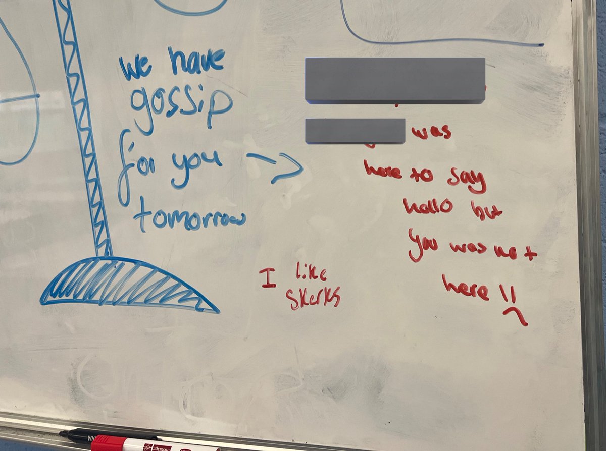 miss__fahmi's tweet photo. At the end of the day, I popped next door to return some borrowed booklets and came back to these messages 🤣 the kids are the best bit of the job! ❤️ https://t.co/hDk8EX2omM