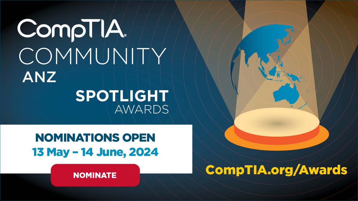 Nominations for the #CompTIACommunity - ANZ Spotlight Awards are NOW OPEN until 14 June! These awards celebrate those who are making an impact in the tech space, including innovative MSPs, vendors, and distributors across Australia and New Zealand. 🔗 s.comptia.org/3WubgbI