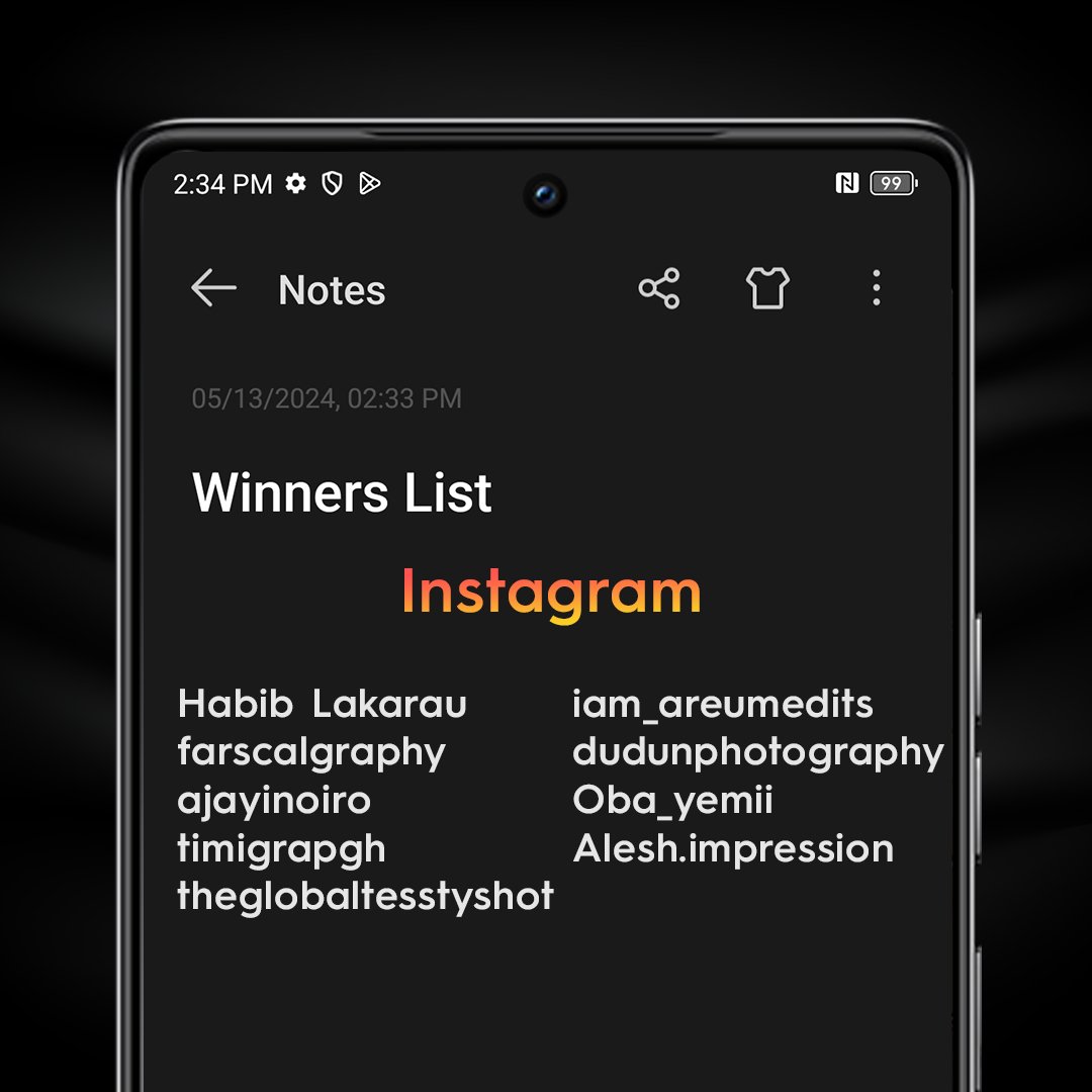 Y'all are super talented and creative. 🔥🔥🔥 There were lots of awesome entries, but we could only select 30. Congratulations to the selected winners. Thanks to everyone who participated in the #CAMON30Series photography challenge. #LeadingRole
