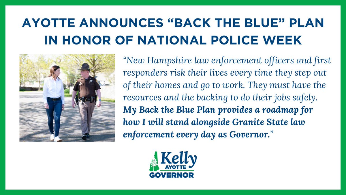 New Hampshire law enforcement need a Governor who will always have their backs.

That’s @KellyAyotte. #nhpolitics #nhgov