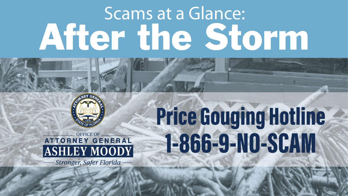 Following powerful tornadoes across Northern Florida leaving a massive path of destruction—and potentially more severe weather this week—we are offering tips on how to protect yourself from disaster scams and price gouging. Click below to read more. Stay safe, Florida!…