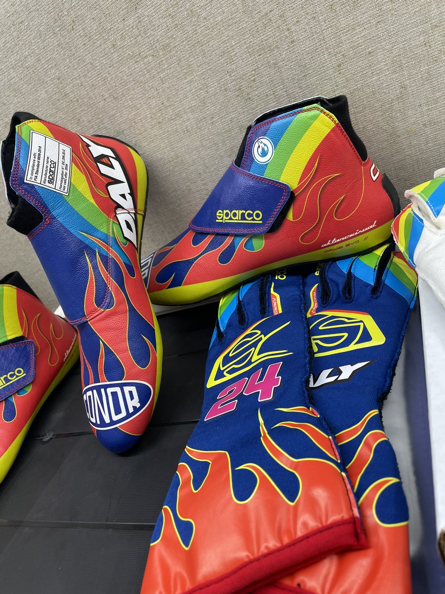 ConorDaly22's tweet photo. Had to have a bit @JeffGordonWeb flare at the #indy500 as car number 24! Pretty pumped with how these tuned out. 30 years since he won at the Brickyard. Let’s go get a win ourselves! #INDYCAR  @DreyerReinbold @Polkadot https://t.co/AH1Jf6Caky