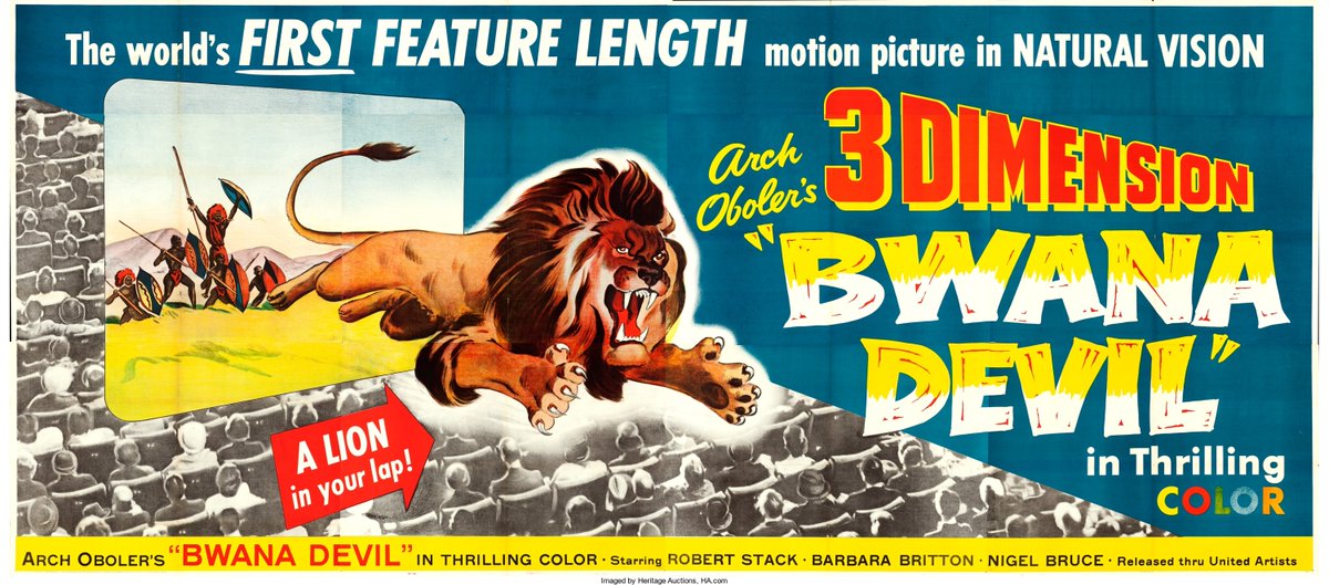 BWANA DEVIL in 3-D tonight at 7:50! 👓🦁👓 Leap at your chance to see the WORLD PREMIERE of the new 4K stereoscopic restoration! Introduced by Bob Furmanek, founder and CEO of 3-D Film Archive. 🎟️ buff.ly/4bgZiXb