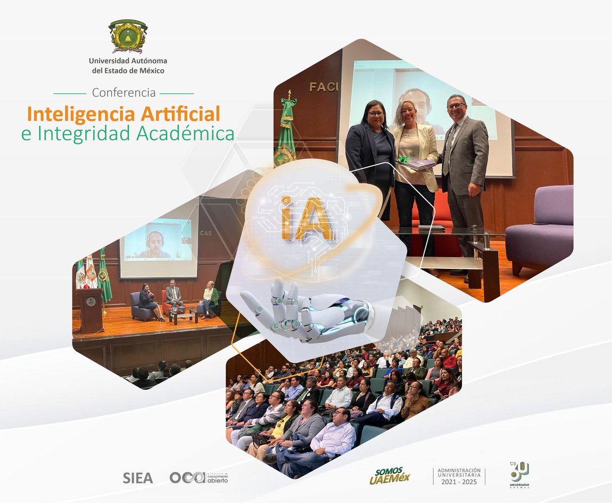 OCA_UAEM's tweet photo. "Conferencia: Inteligencia Artificial e Integridad Académica" agradecemos a la comunidad universitaria, Mtra. Ténit  y Mtro. Adrián, dejando ver la importancia de los avances tecnológicos  y el desenvolvimiento de ellos en las prácticas de investigación de los estudios avanzados https://t.co/PjlRMNZUKE