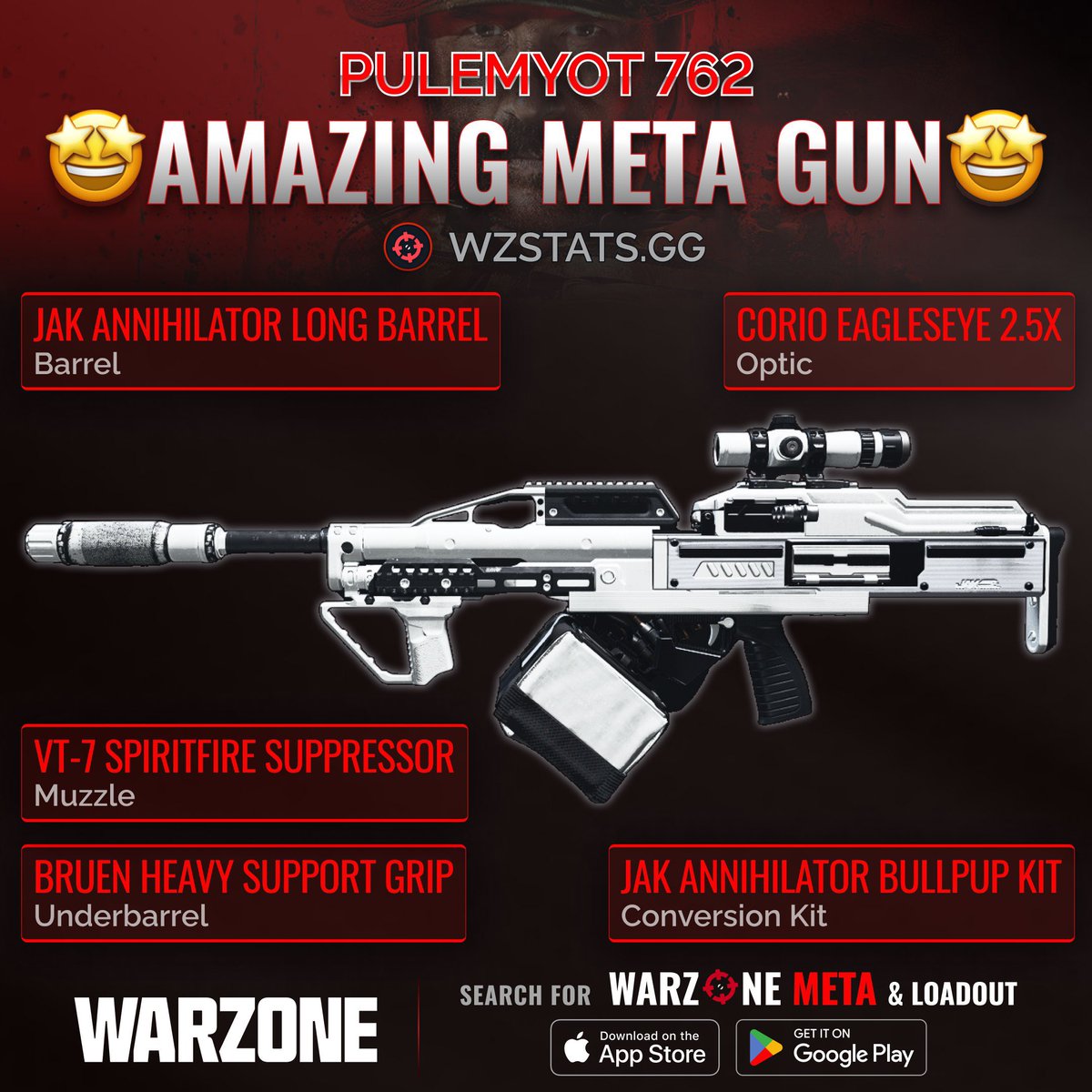 ‼️🚨 META LOADOUT IN WARZONE 🚨‼️

🤩 Puleymot 762 never stopped being AMAZING in #Warzone! 💯

✅ Great TTK
✅ Super Fast TTK with 1 Neck or Headshot
✅ Very Low Recoil
✅ Good Mobility
✅ Very High Damage Per Mag

Only beaten by DG-58, especially if you dont like the SVA Burst!