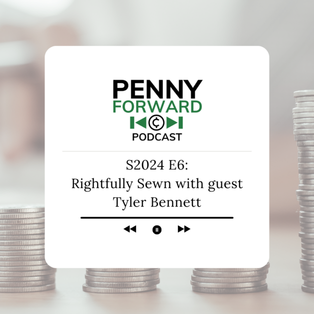 President of Rightfully Sewn, Tyler Bennett, was recently interviewed on the podcast @pennyfwd. Listen to Tyler explain how #RightfullySewn impacts our community. bit.ly/44qtLQc 
#workforcedevelopment #goodjobs #jobs #career #recruitment #Alphapointe #KansasCity