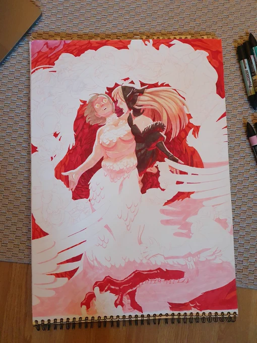Have some steps from the process! I almost didnt dare to make the blue light/shadow IMAGINE THE LOSS 