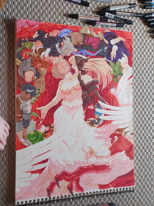 Have some steps from the process! I almost didnt dare to make the blue light/shadow IMAGINE THE LOSS 
