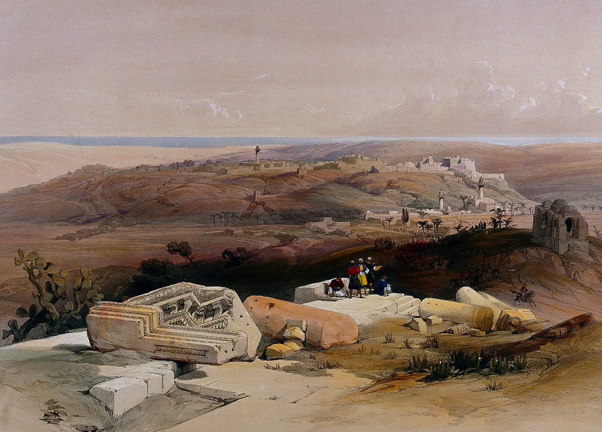 Ruins with a view of Gaza, Lithograph (1843) 🎨 

By: Louis Haghe 

#Lithography #Lithograph #19thcentury #Gaza #Palestine #غزة