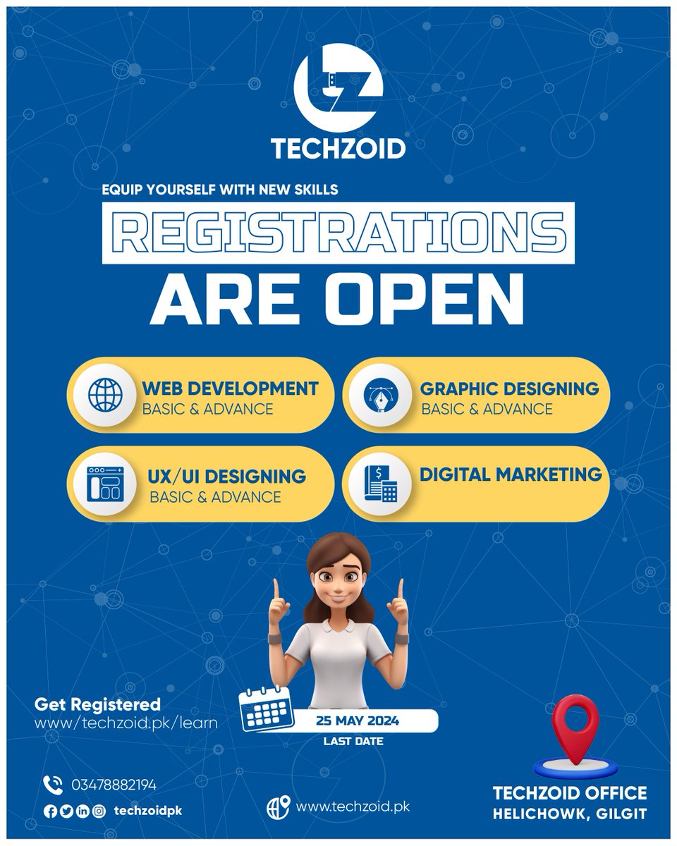 TechzoidPk's tweet image. Level Up Your Skills with Techzoid in Gilgit! Elevate your expertise in freelancing and start earning with our freelance centric courses.
Registration Link: techzoid.pk/learn
Contact: +923478882194
Location: Techzoid Office Beside HeliChowk, Gilgit
#Techzoid