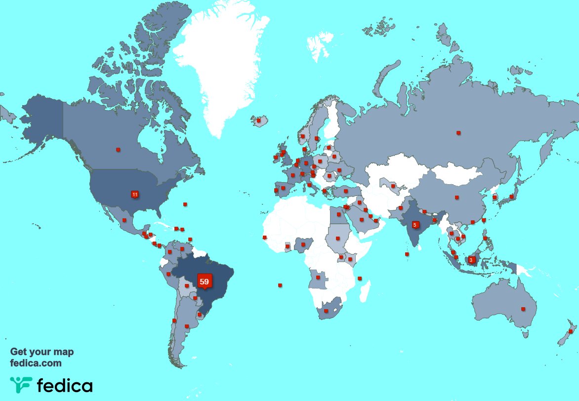 Special thank you to my 7 new followers from Brazil, and more last week. fedica.com/!dbordini