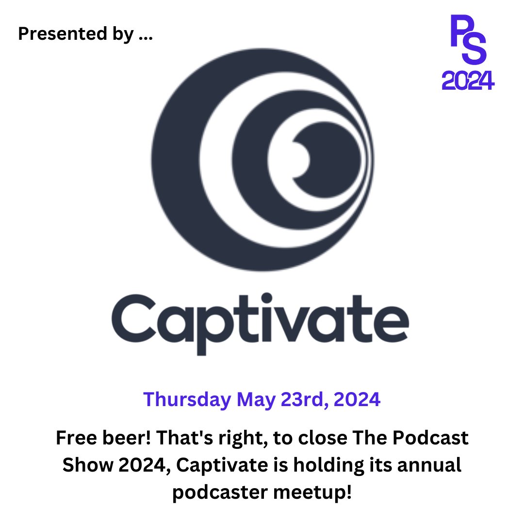 Check out the Captivate team's podcaster meetup! 🎙️ To close The Podcast Show 2024, Captivate is holding its annual podcaster meetup on Thursday the 23rd May, 2024 eventbrite.co.uk/e/captivate-po…