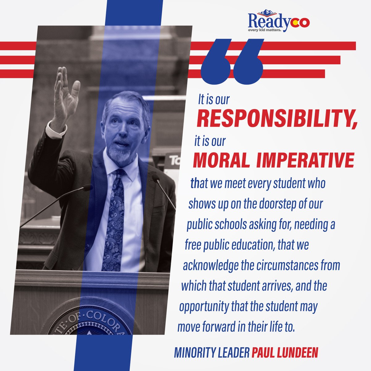 Senate Minority Leader <a href="/Paul_Lundeen/">Paul Lundeen</a>'s closing remarks on HB24-1448, the school finance reform bill, elevated the importance and moral imperative of funding student needs over systems. The bill is currently awaiting the Governor's signature. 

Read Sen. Lundeen’s remarks below: