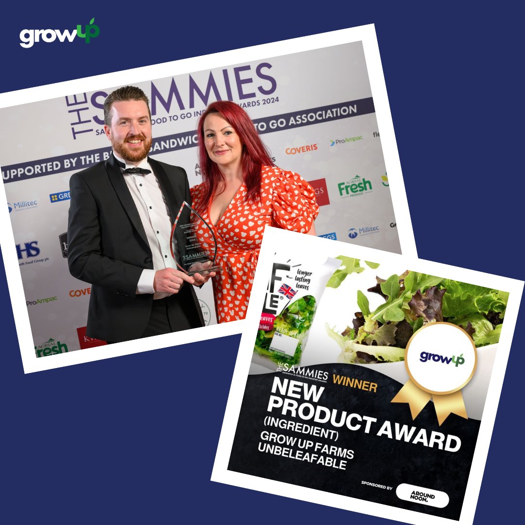 GrowUp_Farms's tweet photo. We've got some exciting news! Our @Unbeleafableuk salad snagged the New Product Award at the 2024 Sammies Awards. π Thank you to @BritishSandwich for this incredible recognition.
#SammiesAwards #Innovation #Unbeleafable #LongerLastingLeaves https://t.co/ld9K41Ip2h