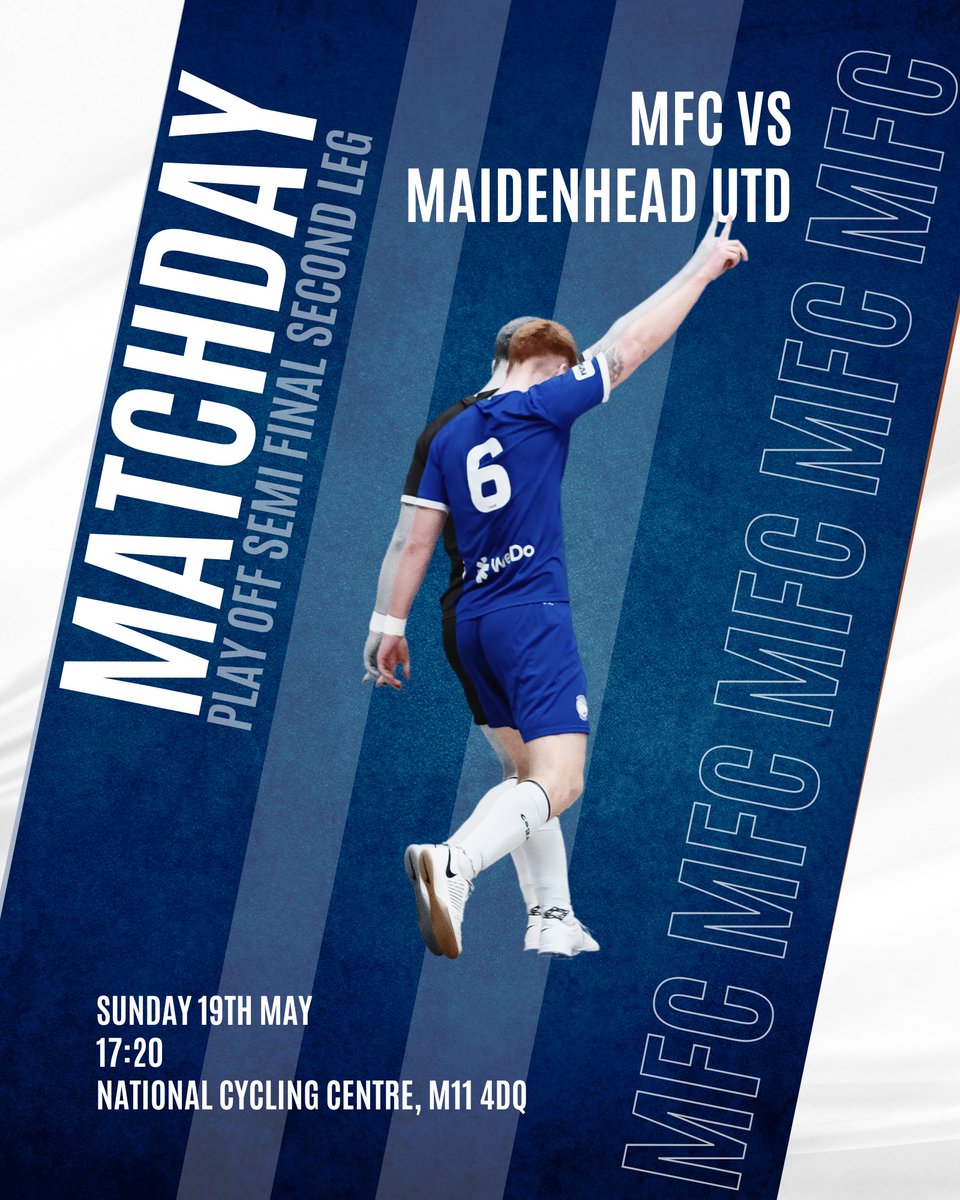 PLAY-OFF'S: Game 2 of the semi-final stage against @MUFC_Futsal this Sunday! We need your support Manchester! Entrance is FREE to all spectators. Come and join us for our final home game of the season. #WeAreMFC #Manchester 💙
