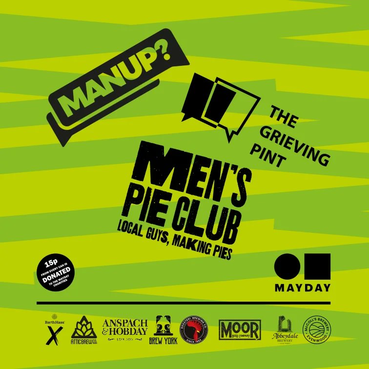 As part of #MentalHealthAwarenessWeek can we point you towards three great causes that tackle the issue in unique and effective ways. @menspieclub MANUP? The Grieving Pint We are super proud to be raising money for them via the Mayday project (6 packs still available 😉)