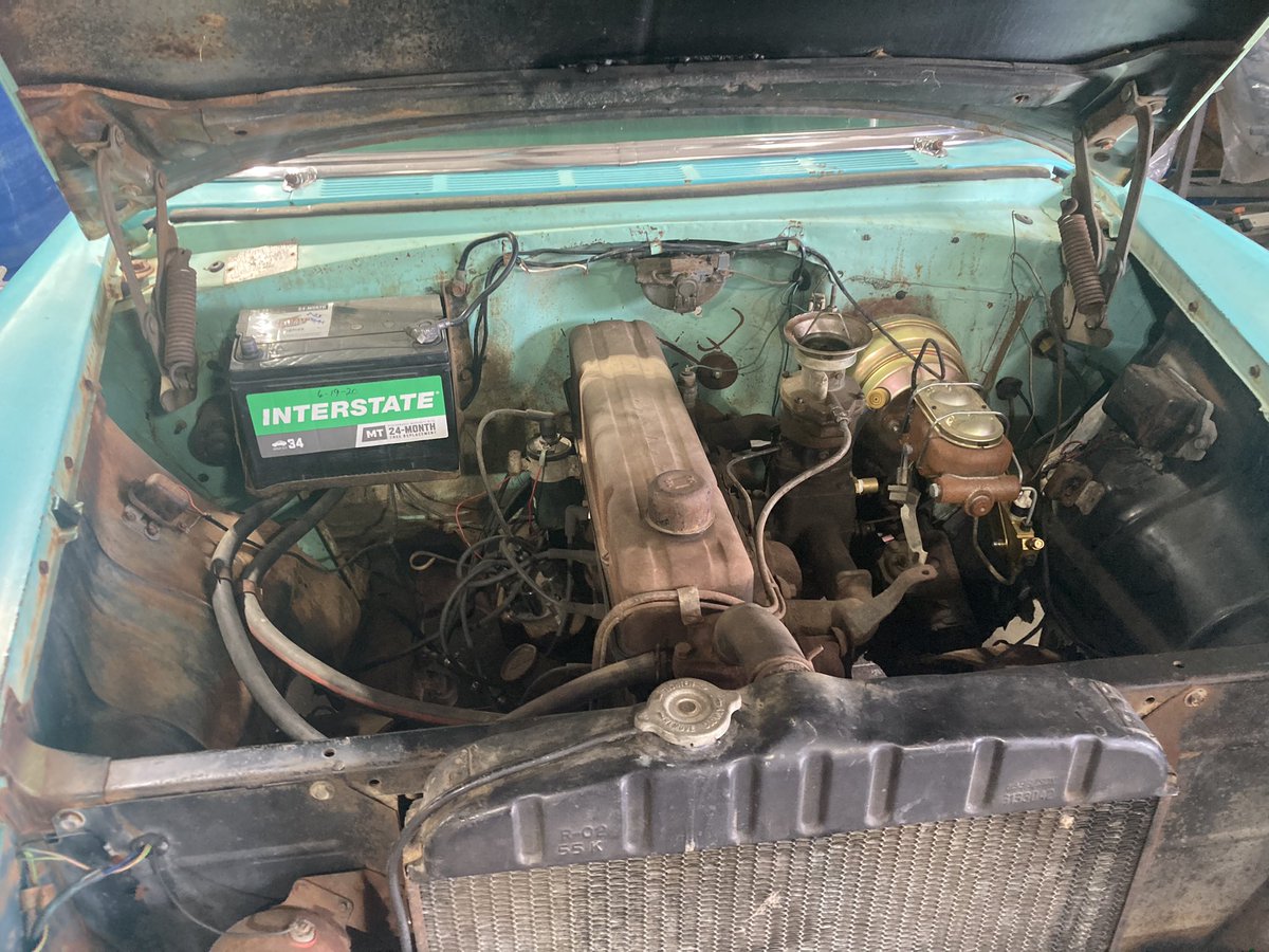 JohnnyM11194138's tweet photo. 1956 Chevy 2 door post in for a new drivetrain, the 235 straight 6 is worn out. Then we’ll install a new American Autowire wire harness as well. https://t.co/oKWCRb1hPW